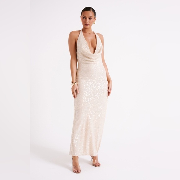 NWT MESHKI Blakely Halter Sequin Maxi Dress SZ M - Picture 14 of 14